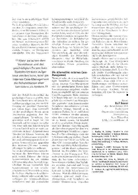 Vorschauseite 3: Internes oder externes Case-Management? - Systemvertrauen als Schlüsselkriterium