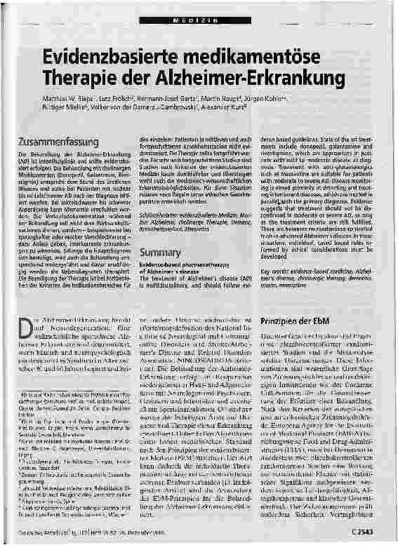 Vorschauseite 1: EvidenzbasierteTherapie der Alzheimer-Erkrankung
