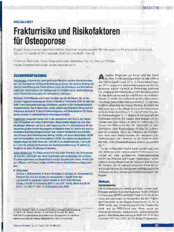 Vorschauseite 1: Frakturrisiko und Risikofaktoren für Osteoporose