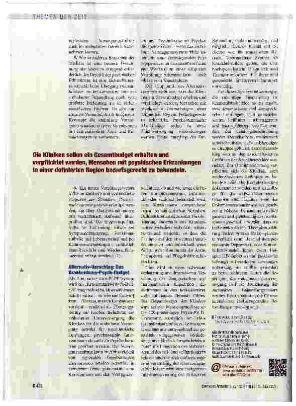 Vorschauseite 3: Das Krankenhaus-Psych-Budget: ein Alternativkonzept