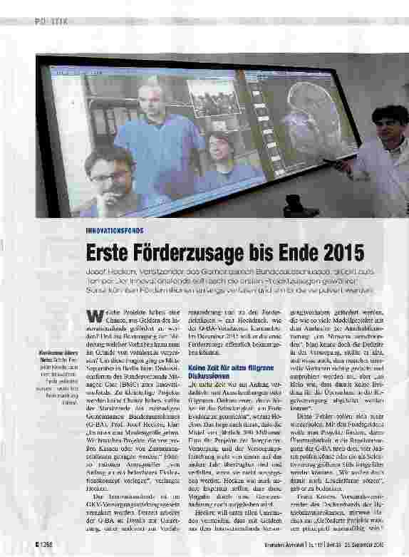 Vorschauseite 1: Erste Förderzusage bis Ende 2015