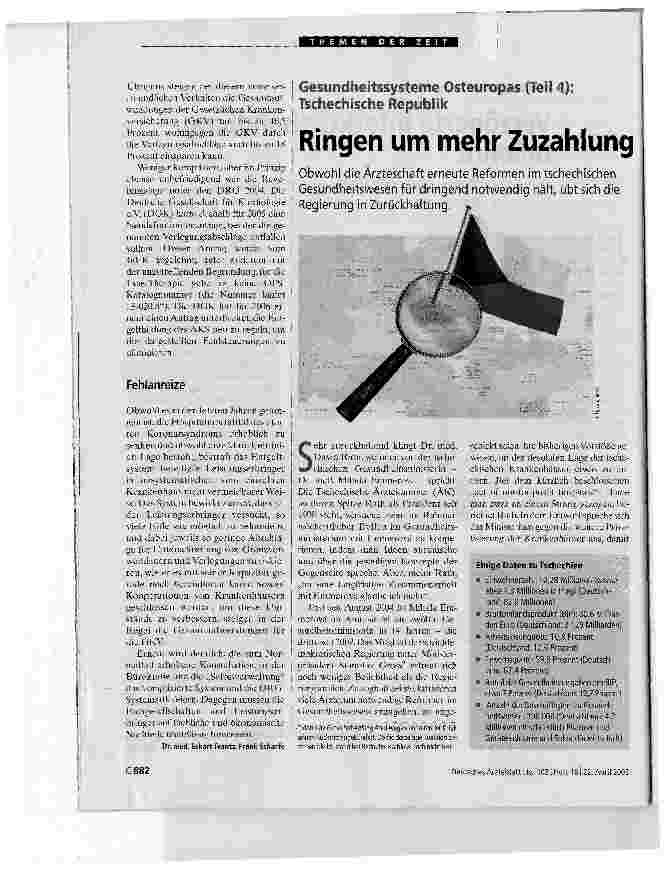 Vorschauseite 1: Ringen um mehr ZuzahlungGesundheitssysteme Osteuropas (Teil 4): Tschechische Republik