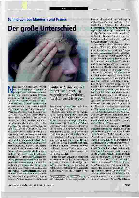 Vorschauseite 1: Schmerzen bei Männern und FrauenDer große Unterschied