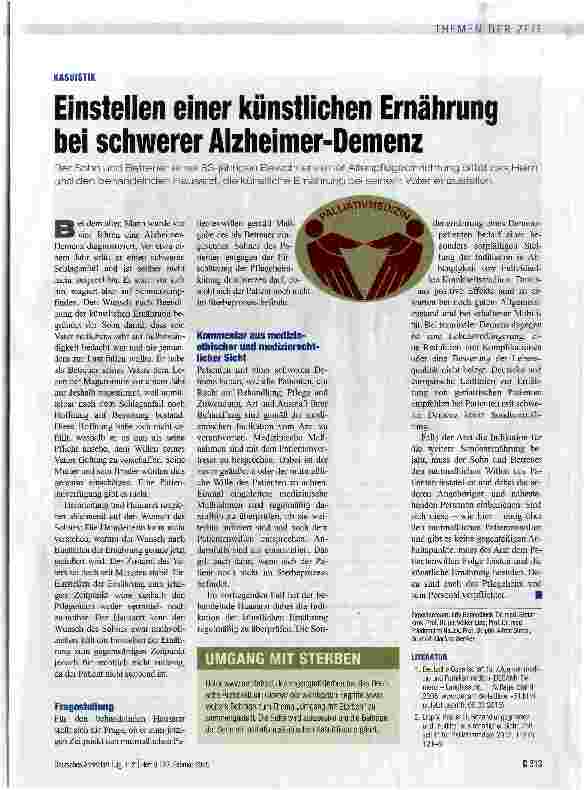 Vorschauseite 1: Einstellen einer künstlichen Ernährung bei schwerer Alzheimer-Demenz