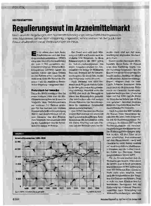 Vorschauseite 1: Regulierungswut im Arzneimittelmarkt