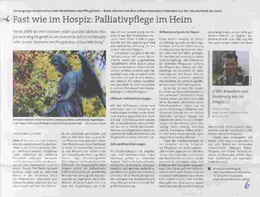 Vorschauseite 1: Fast wie im Hospiz: Palliativpflege im Heim
