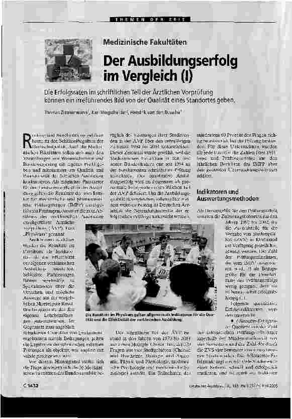 Vorschauseite 1: Der Ausbildungserfolg im Vergleich (I)