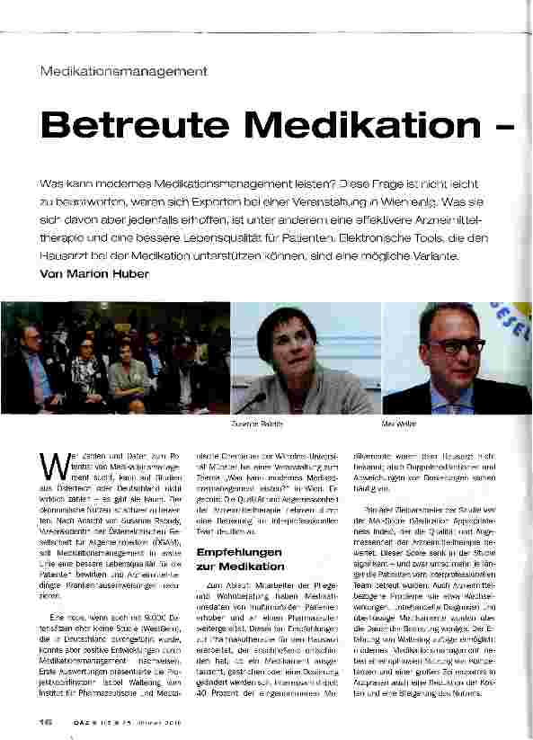 Vorschauseite 1: Betreute Medikation - größerer Nutzen?