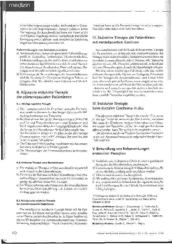 Vorschauseite 3: Konsensus-Empfehlung: Endokrine Therapie des Hormon rezeptor-positiven Mammakarzinoms