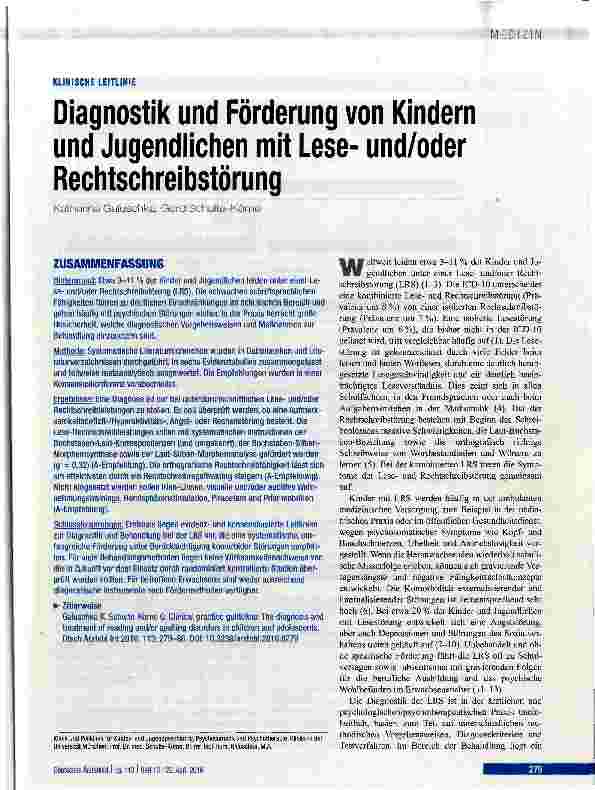 Vorschauseite 1: Diagnostik und Förderung von Kindern und Jugendlichen mit Leseund/oder Rechtschreibstörung