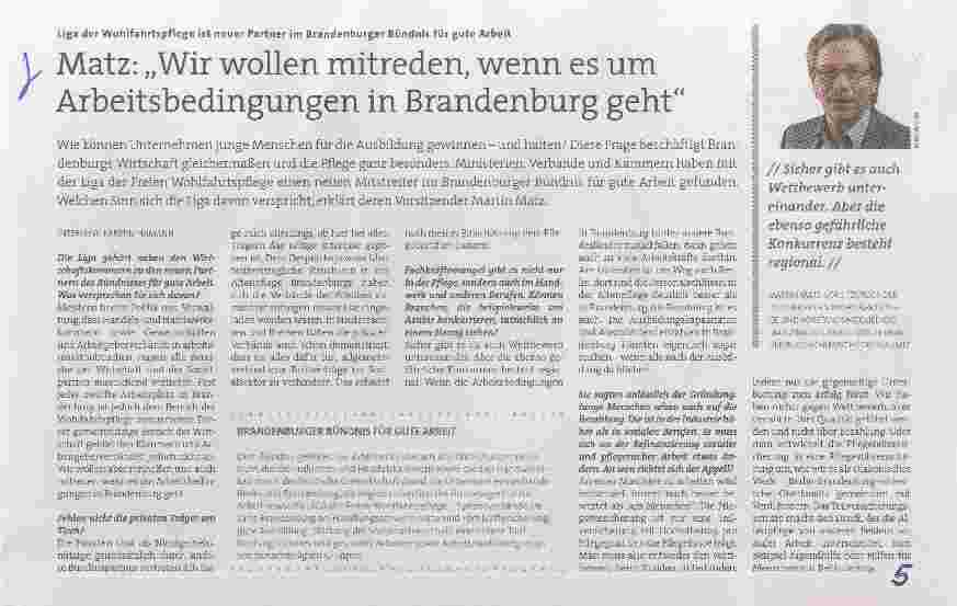 Vorschauseite 1: Matz: „Wir wollen mitreden, wenn es um Arbeitsbedingungen in Brandenburg geht
