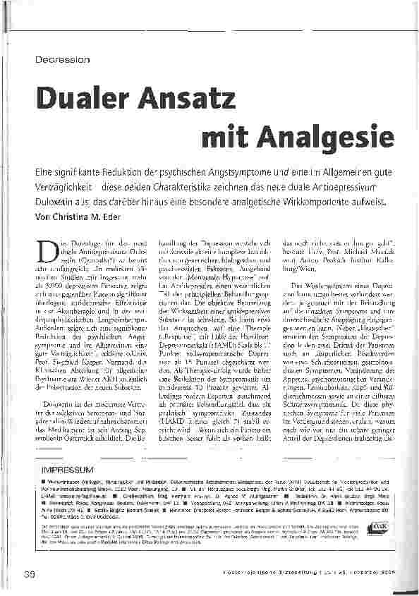 Vorschauseite 1: Depression - Dualer Ansatz mit Analgesie