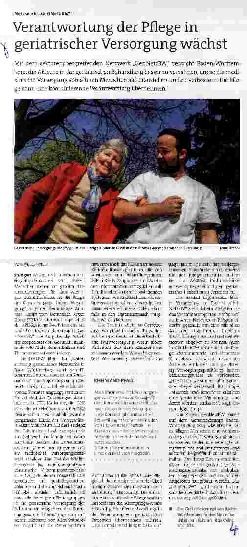 Vorschauseite 1: Verantwortung der Pflege in geriatrischer Versorgung wächst