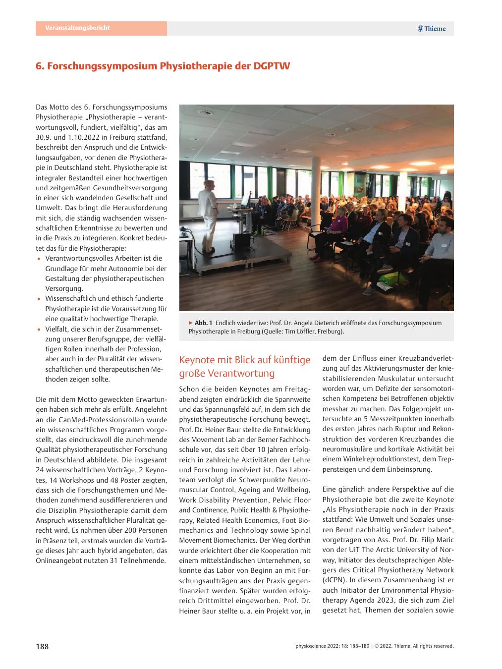 Vorschauseite 1: 6. Forschungssymposium Physiotherapie der DGPTW