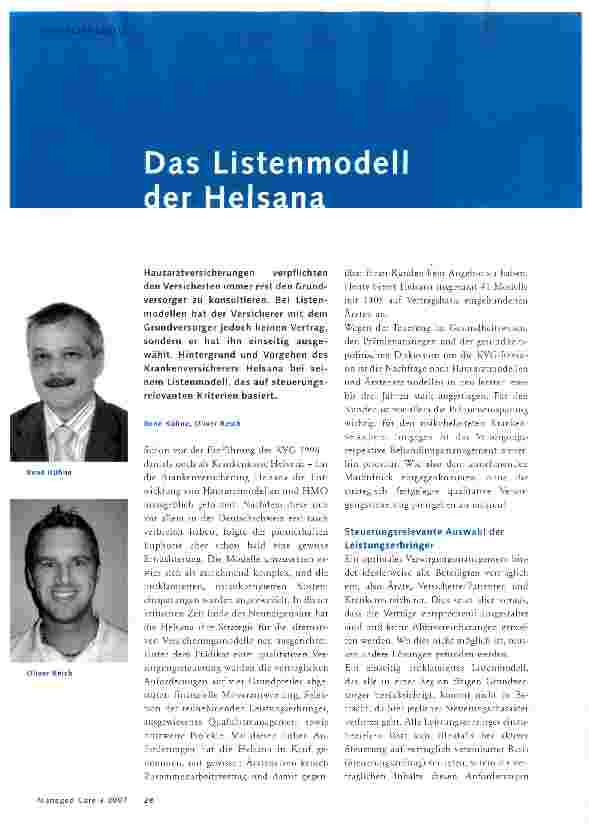 Vorschauseite 1: Das Listenmodell der Helsana