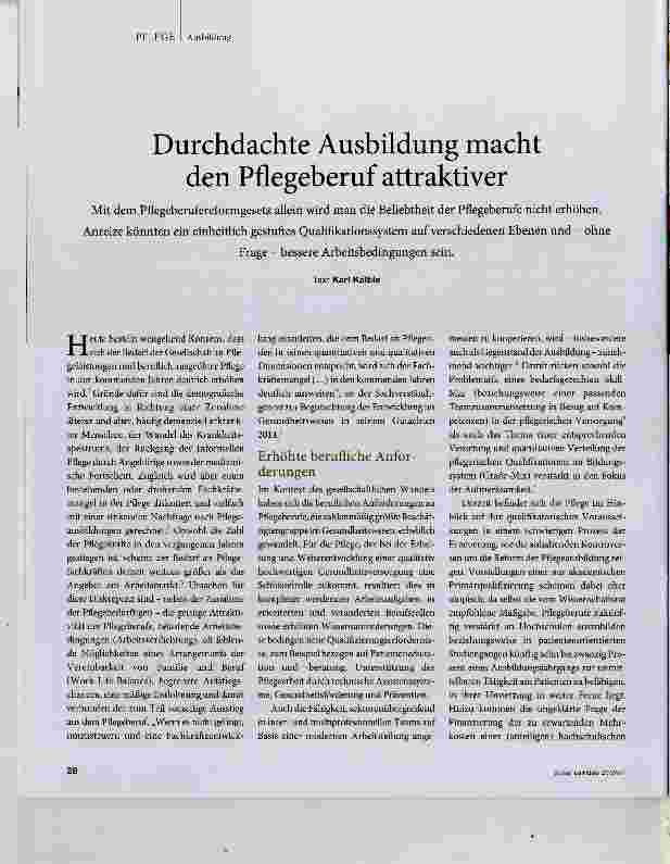 Vorschauseite 1: Durchdachte Ausbildung macht den Pflegeberuf attraktiver