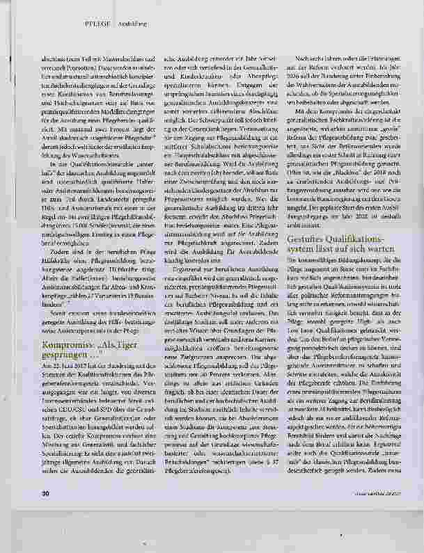 Vorschauseite 3: Durchdachte Ausbildung macht den Pflegeberuf attraktiver