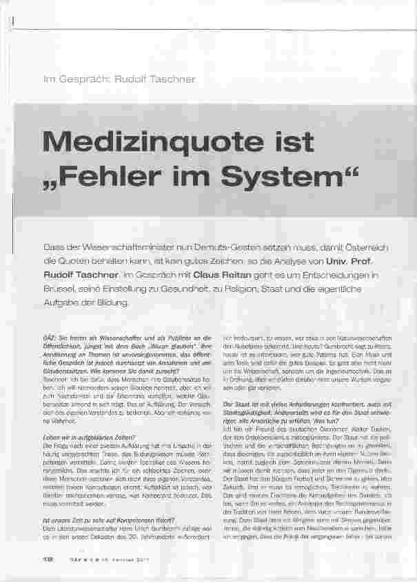 Vorschauseite 1: Medizinquote ist „Fehler im System