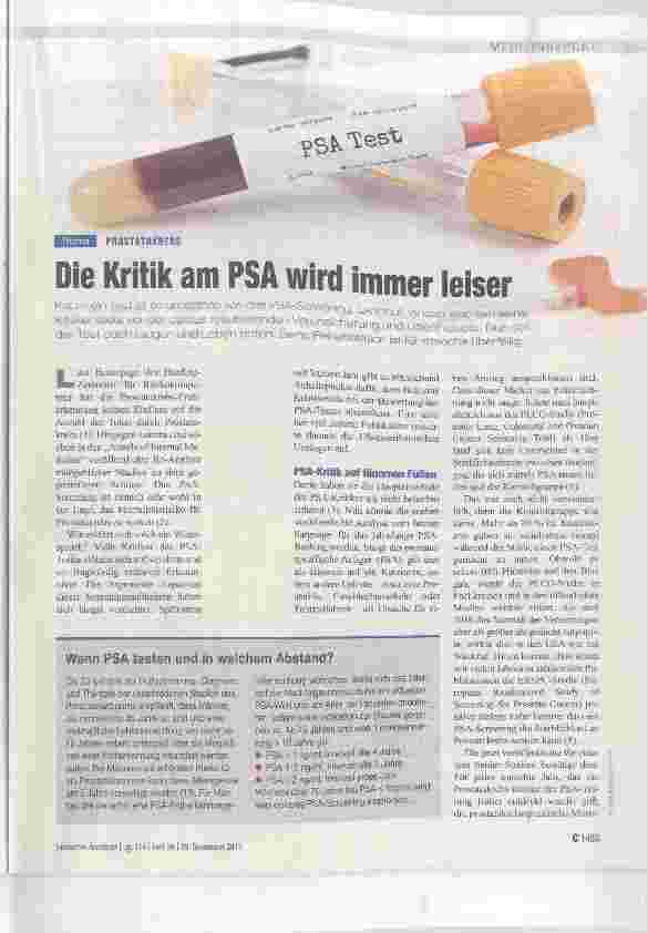 Vorschauseite 1: Die Kritik am PSA wird Immer leiser