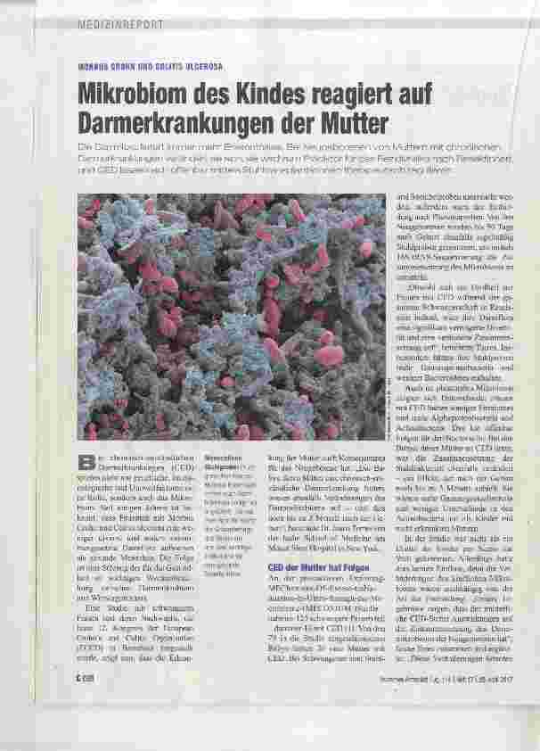 Vorschauseite 1: Mikrobiom des Kindes reagiert auf Darmerkrankungen der Mutter