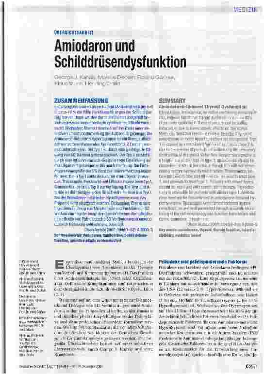 Vorschauseite 1: Amiodaron und Schilddrüsendysfunktion