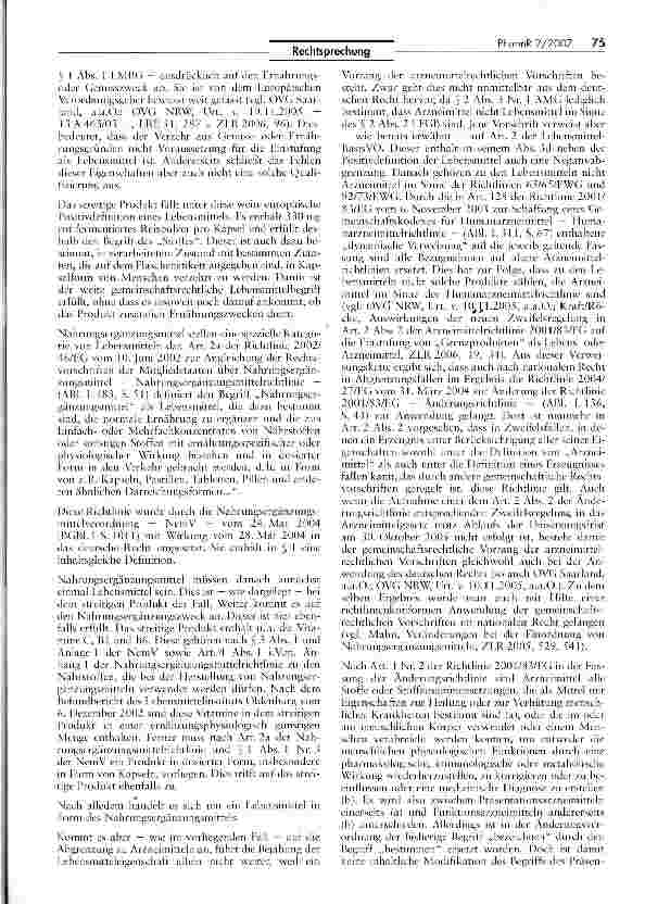 Vorschauseite 5: Abgrenzung zwischen Lebensmitteln und Arzneimitteln - Red Rice 330 mg GPH Kapseln ist als zulassungspflichtiges Arzneimittel anzusehenAMG §21, III Nr. 1; LFGB § 2 II