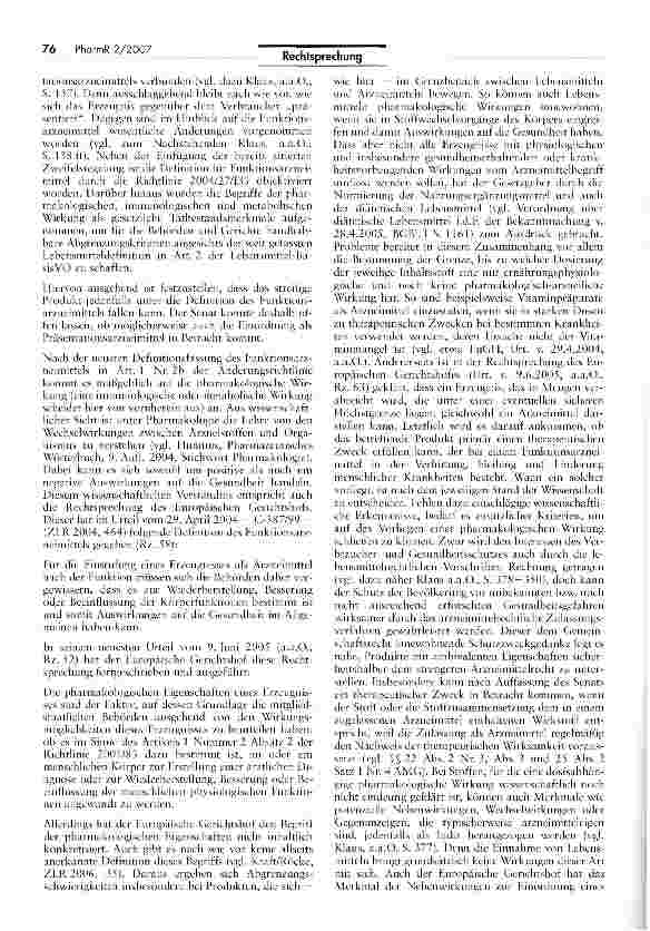 Vorschauseite 6: Abgrenzung zwischen Lebensmitteln und Arzneimitteln - Red Rice 330 mg GPH Kapseln ist als zulassungspflichtiges Arzneimittel anzusehenAMG §21, III Nr. 1; LFGB § 2 II