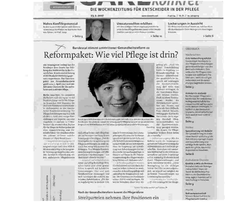 Vorschauseite 1: Reformpaket: Wie viel Pflege ist drin?