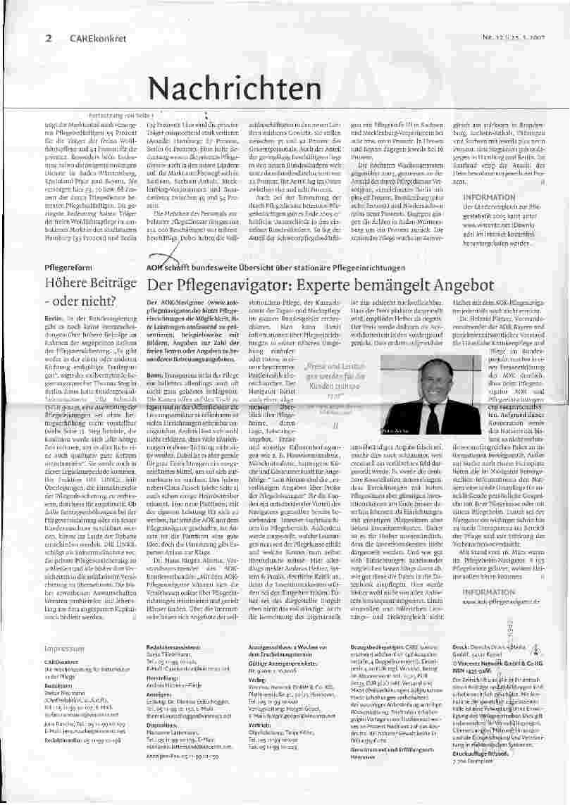 Vorschauseite 2: Aktuelle Pflegestatistik - der LändervergleichFöderalismus der Pflegesätze