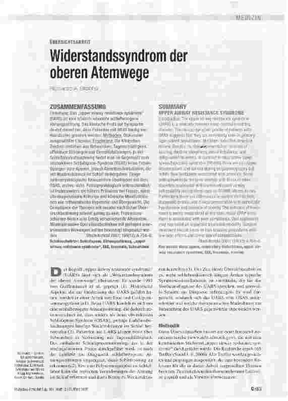 Vorschauseite 1: Widerstandssyndrom der oberen Atemwege