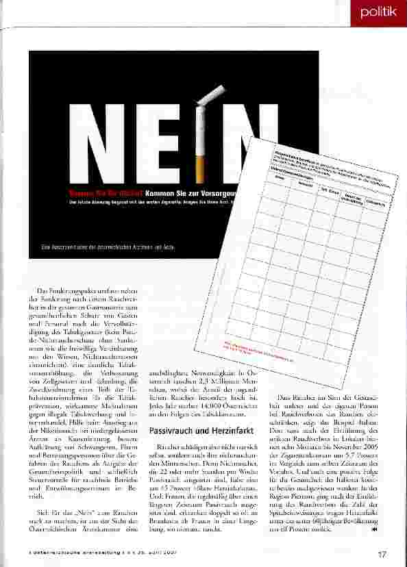 Vorschauseite 2: Nein zum Rauchen