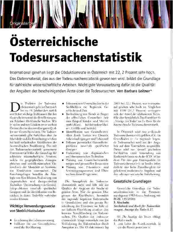 Vorschauseite 1: Österreichische Todesursachenstatistik