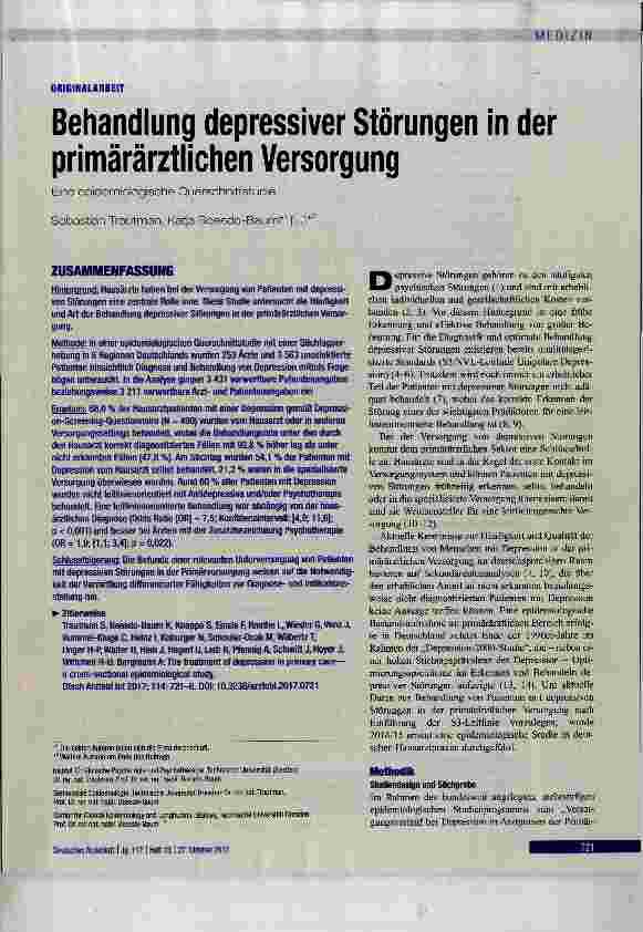 Vorschauseite 1: Behandlung depressiver Störungen in der primärärztlichen Versorgung