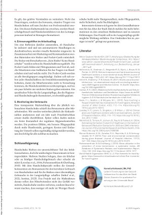 Vorschauseite 4: Handschuhe im Gesundheitswesen: Schutz oder Risiko? Ein Projekt evaluiert den Handschuhgebrauch in der Langzeitpflege