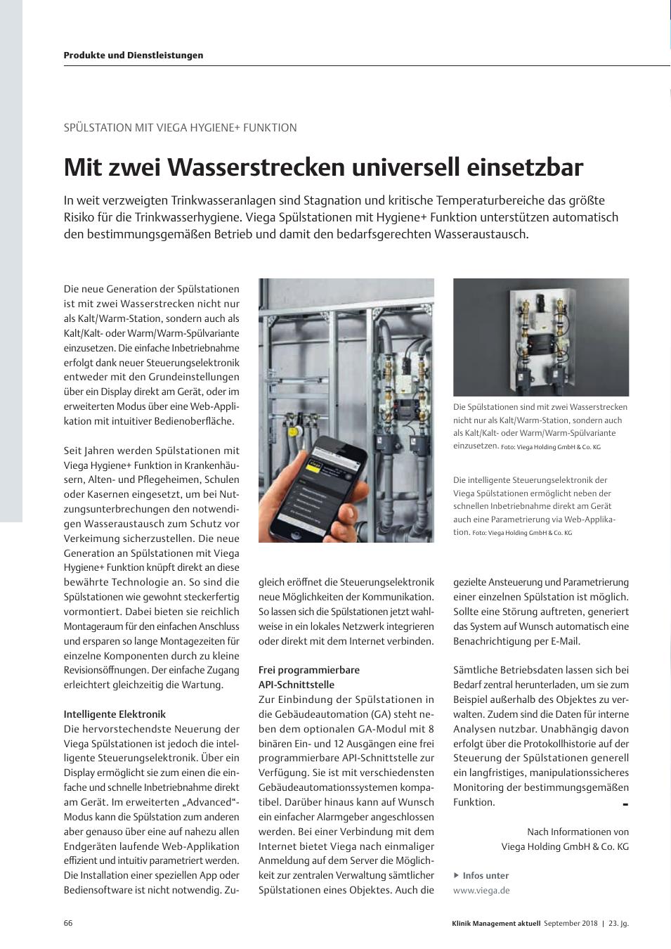 Vorschauseite 1: Spülstation mit Viega Hygiene+ Funktion: Mit zwei Wasserstrecken universell einsetzbar