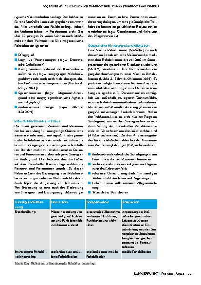 Vorschauseite 2: Mobile Geriatrische Rehabilitation Ein zukunftsweisender Baustein in der Rehabilitation älterer Menschen