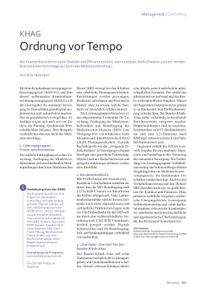 Vorschauseite 1: KHAG Ordnung vor Tempo