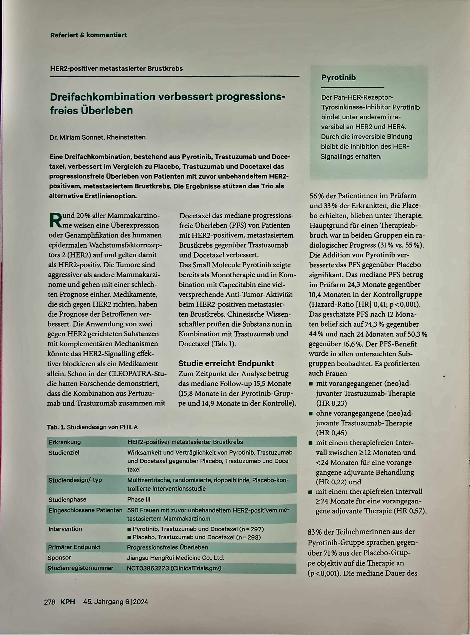 Vorschauseite 1: Dreifachkombination verbessert progressionsfreies Überleben