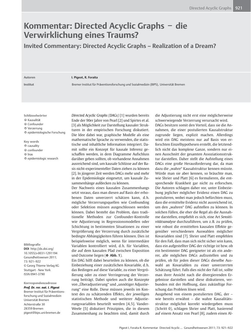 Vorschauseite 1: Kommentar: Directed Acyclic Graphs? ?? die Verwirklichung eines Traums?
