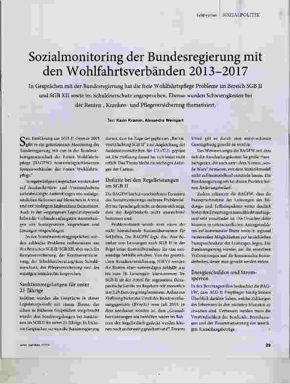 Vorschauseite 1: Sozialmonitoring der Bundesregierung mit den Wohlfahrtsverbänden 2013-2017