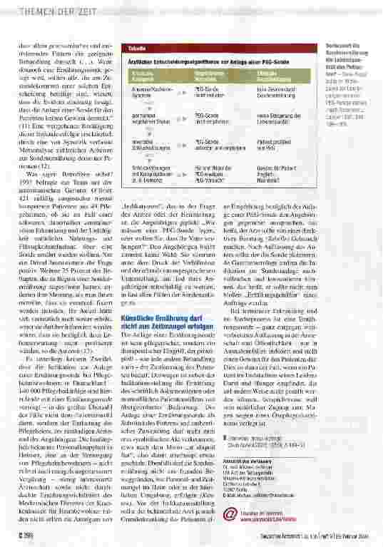 Vorschauseite 3: Sondenernährung steigert nur selten die Lebensqualität