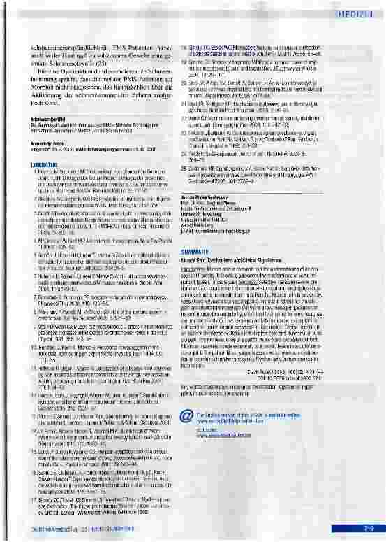 Vorschauseite 6: Muskelschmerz:Mechanismen und klinische Bedeutung