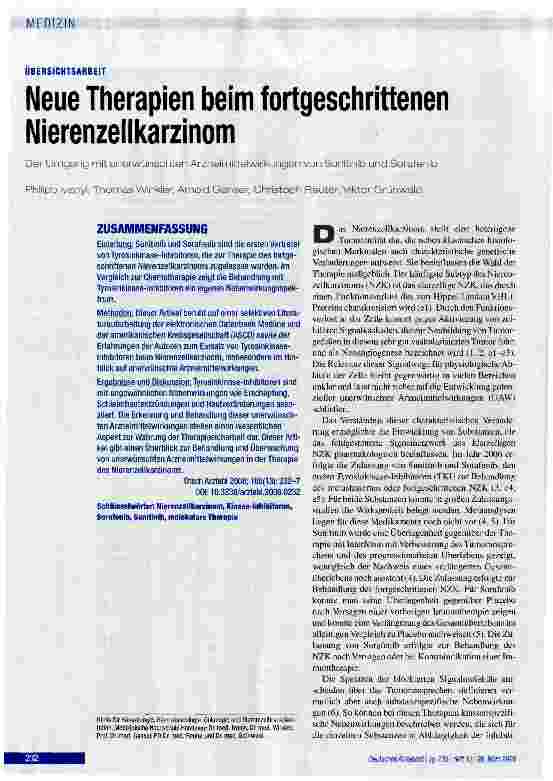 Vorschauseite 1: Neue Therapien beim fortgeschrittenen Nierenzellkarzinom