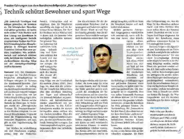 Vorschauseite 1: Technik schützt Bewohner und spart Wege