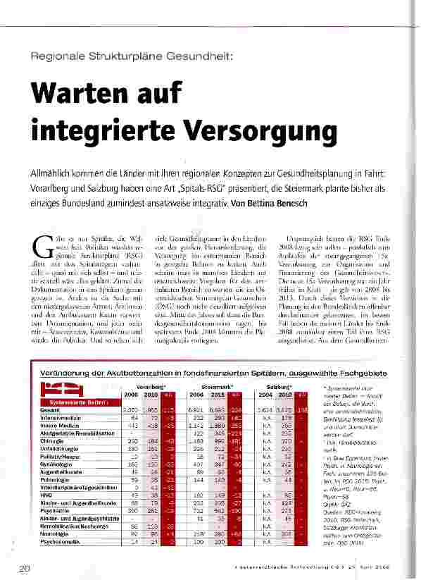 Vorschauseite 1: Warten auf integrierte Versorgung