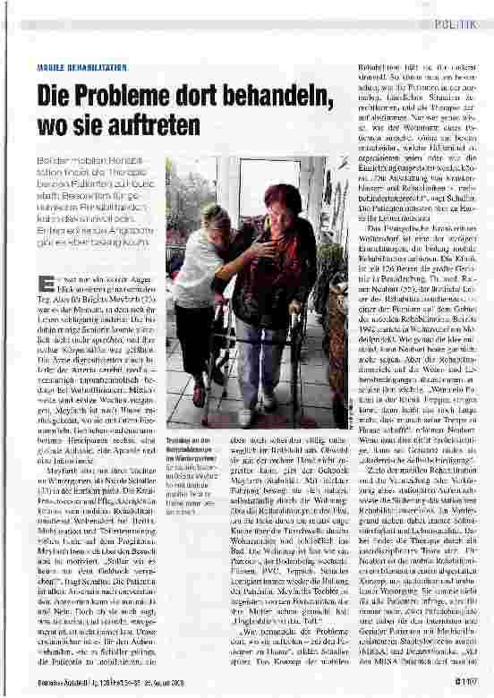 Vorschauseite 1: MOBILE REHABILITATIONDie Probleme dort behandeln, wo sie auftreten