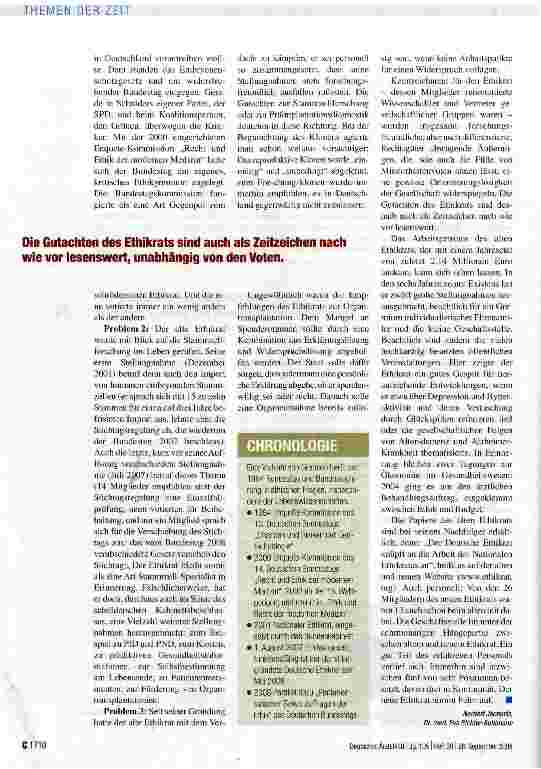 Vorschauseite 3: DEUTSCHER ETHIKRAT Unter Erfolgsdruck