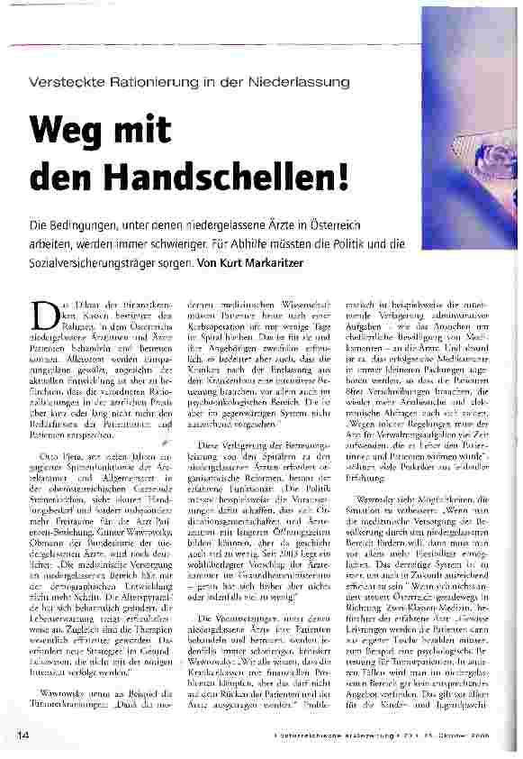 Vorschauseite 1: Versteckte Rationierung in der NiederlassungWeg mit den Handschellen!