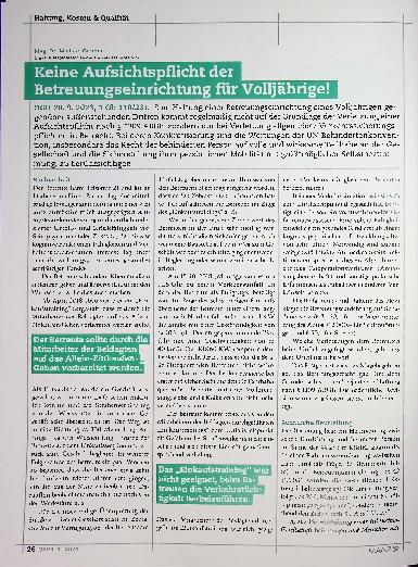 Vorschauseite 2: Keine Aufsichtspflicht der Betreuungseinrichtung für Volljährige!