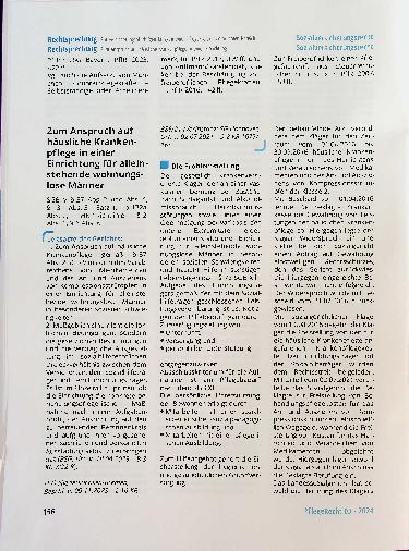 Vorschauseite 1: Zum Anspruch auf häusliche Krankenpflege in einer Einrichtung für alleinstehende wohnungslose Männer